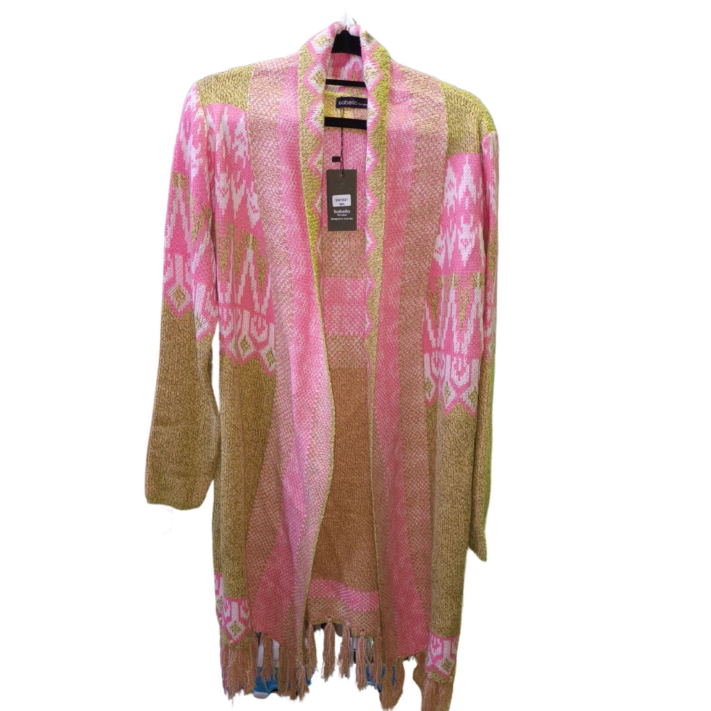 Cardigan Pink And Yellow With Tassels