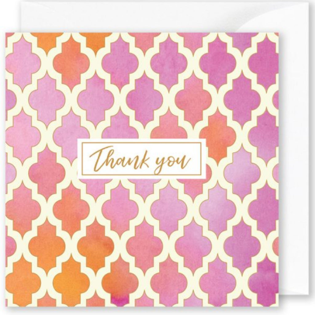 Card Thank You Orange & Pink Pattern