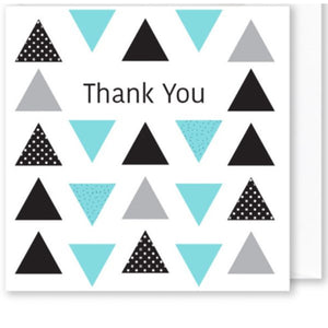 Card Thank You Aqua & Black Triangles