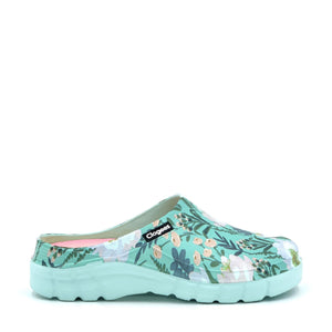 Clogees Womens Garden Clog Pastel Blue Floral Size 8