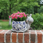 Load image into Gallery viewer, Bronrob Resin Floral Snail Planter 30x22.50x16.50cm