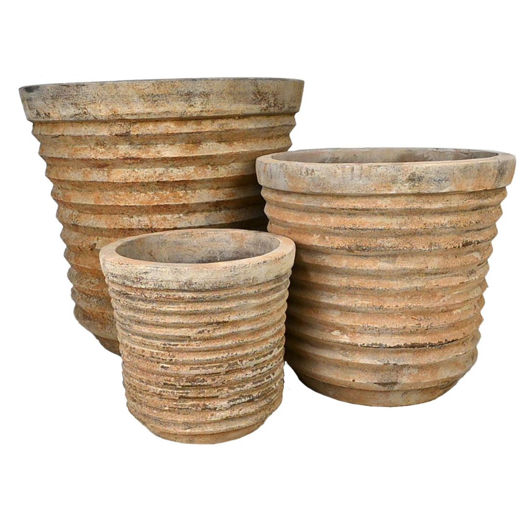 Mojay Antique Terracotta Lined Planter Basalt [sz:medium Clr:basalt]