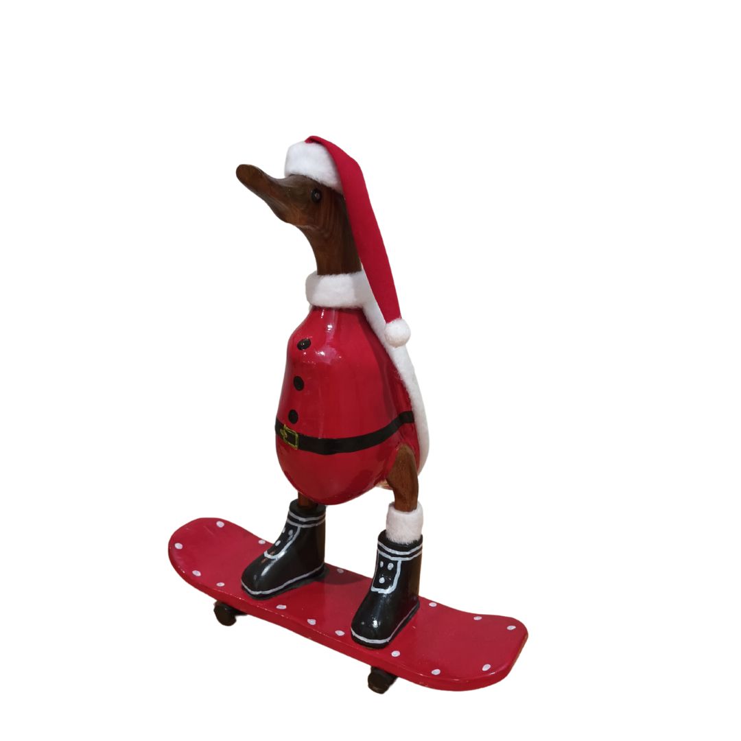 Wooden Santa Skate Board Red 25cm