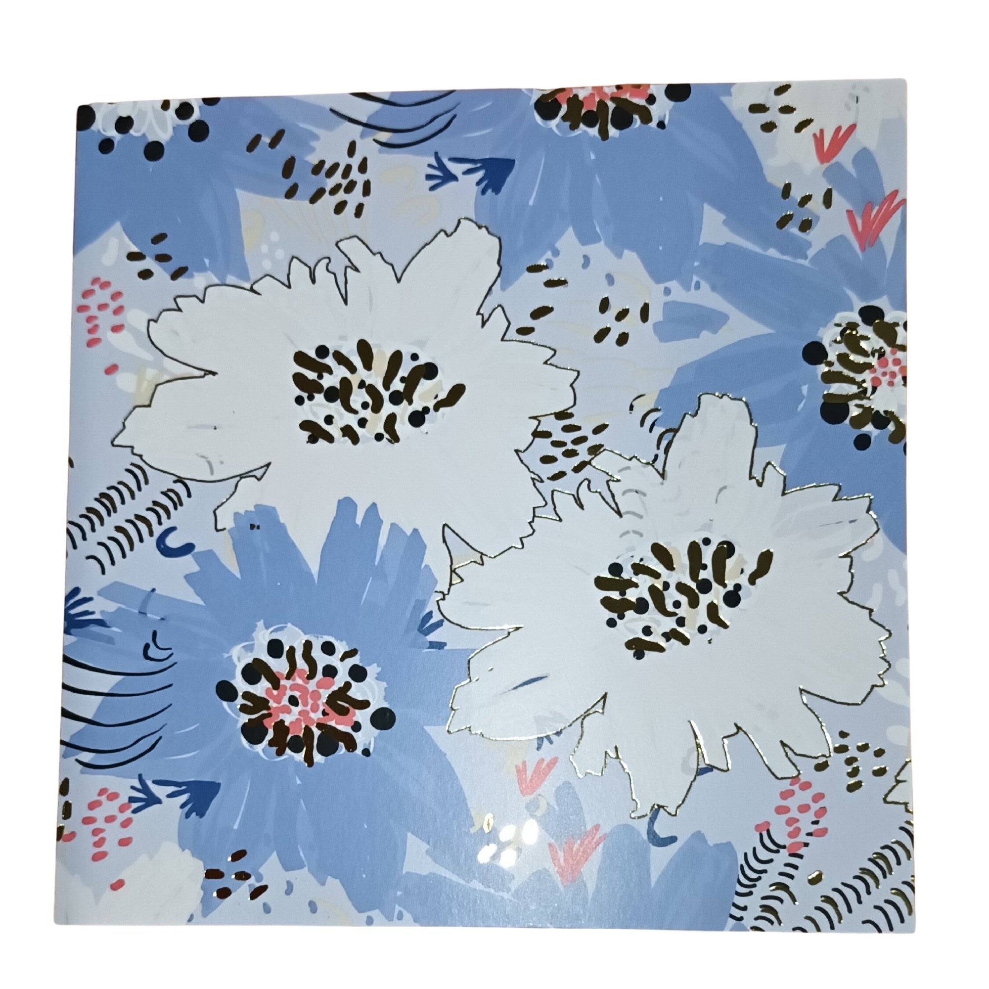 Card Flowers White/blue