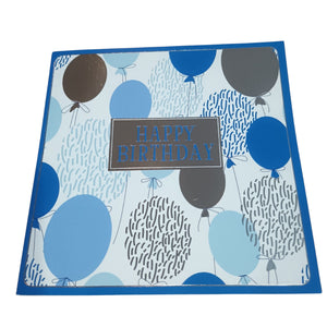 Card Happy Birthday Balloons Blue & Silver 