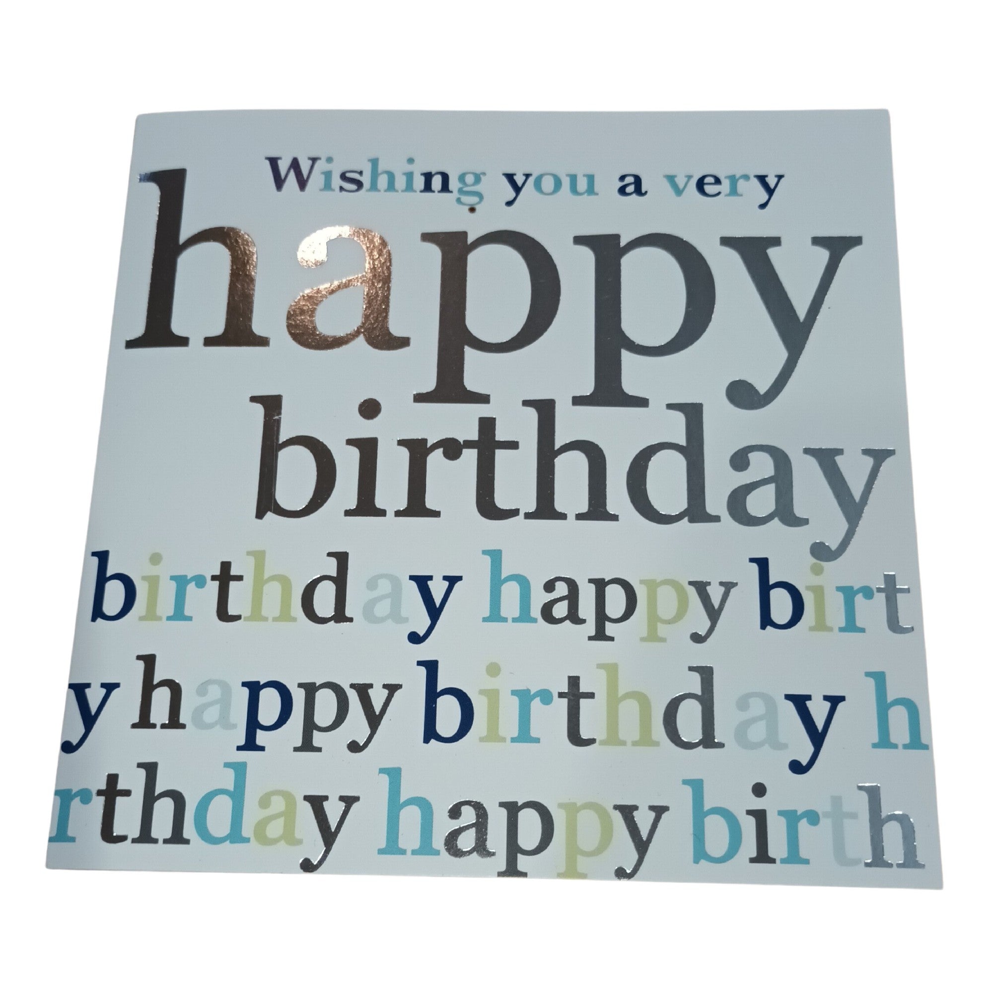 Card Wishing You A Very Happy Birthday Silver/blue On White