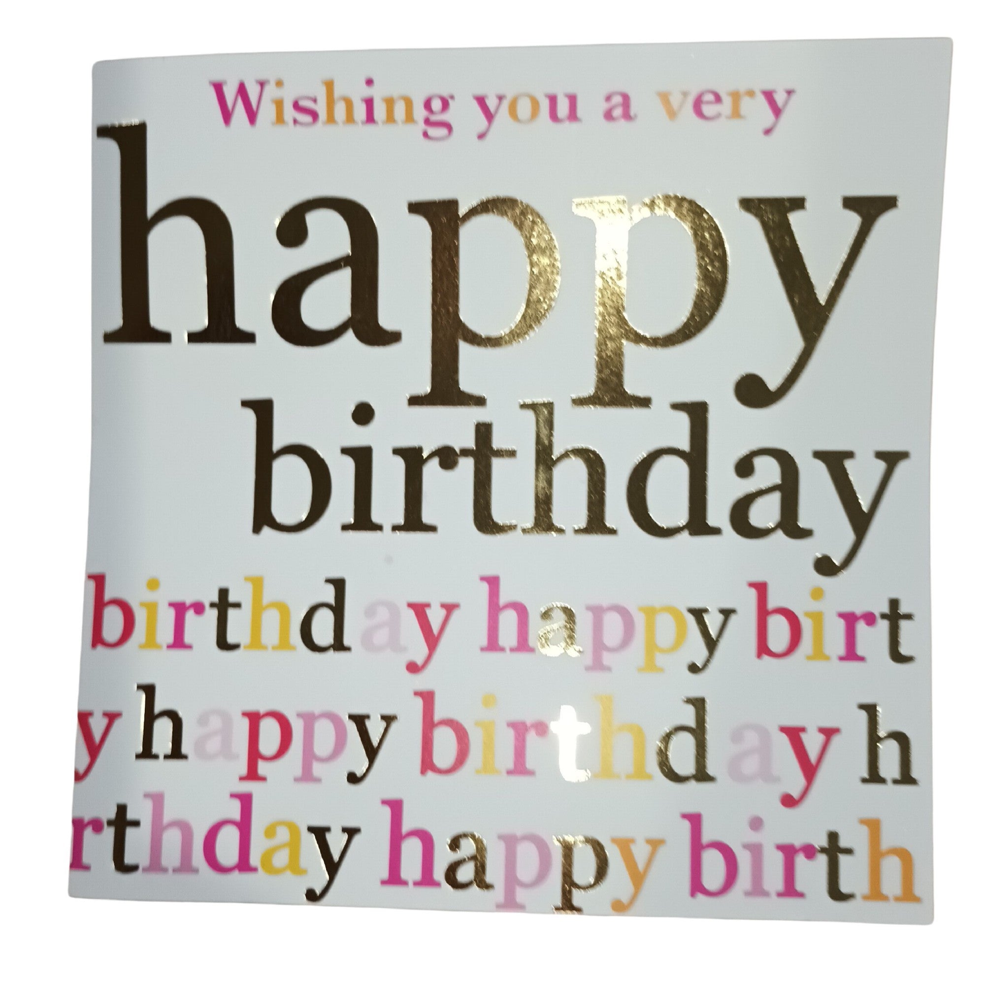 Card Wishing You A Very Happy Birthday Gold/pink On White