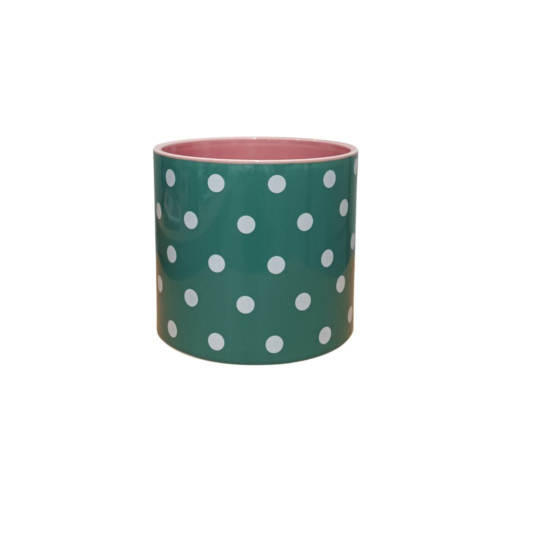 Polka Dot Teal/pink Pot Large