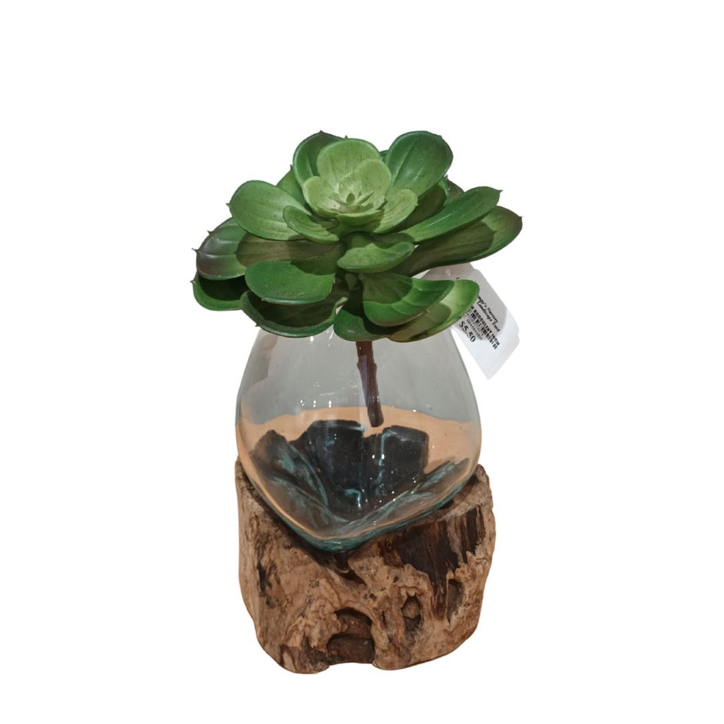 Glass Bowl On Log Medium