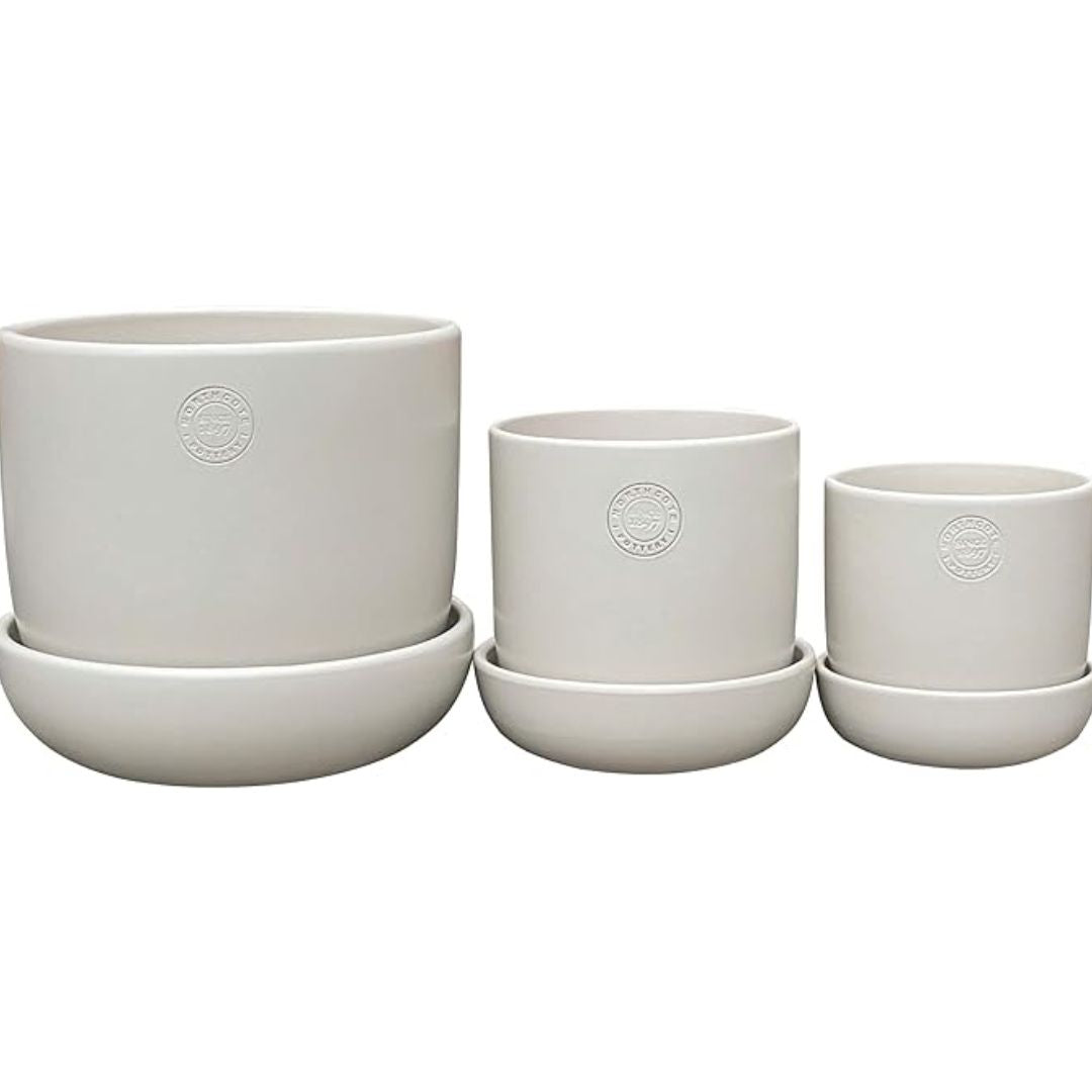 Northcote Pottery Hana Egg Pot With Saucer Ecru 22x25cm