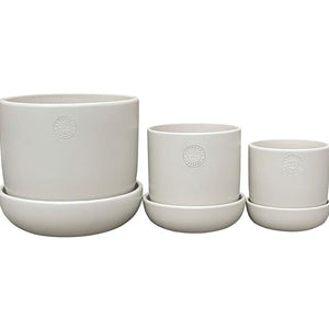 Northcote Pottery Hana Egg Pot With Saucer Ecru 22x25cm