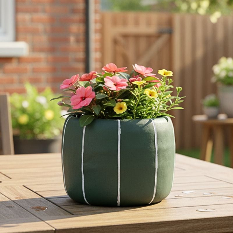 Bronrob Olive Stripe Pot 13 Cm