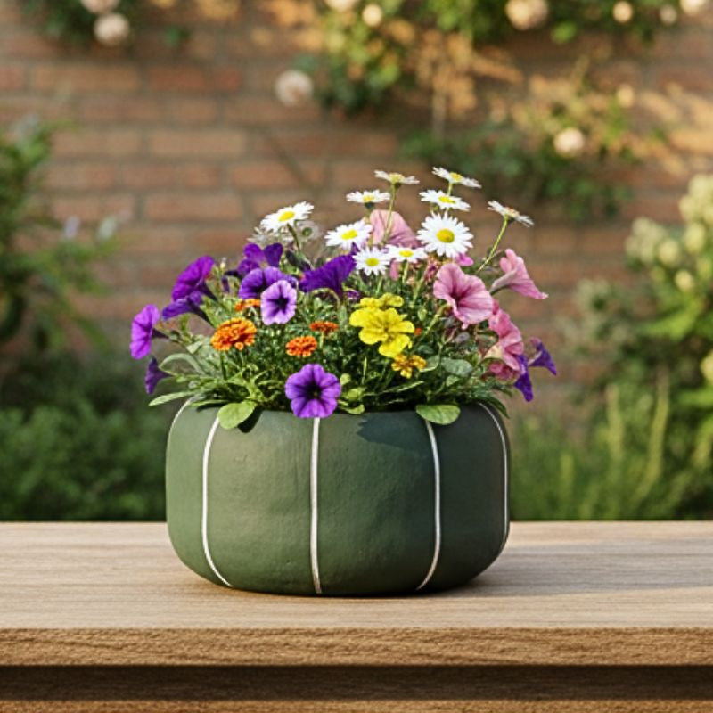 Bronrob Olive Stripe Pot 9 Cm