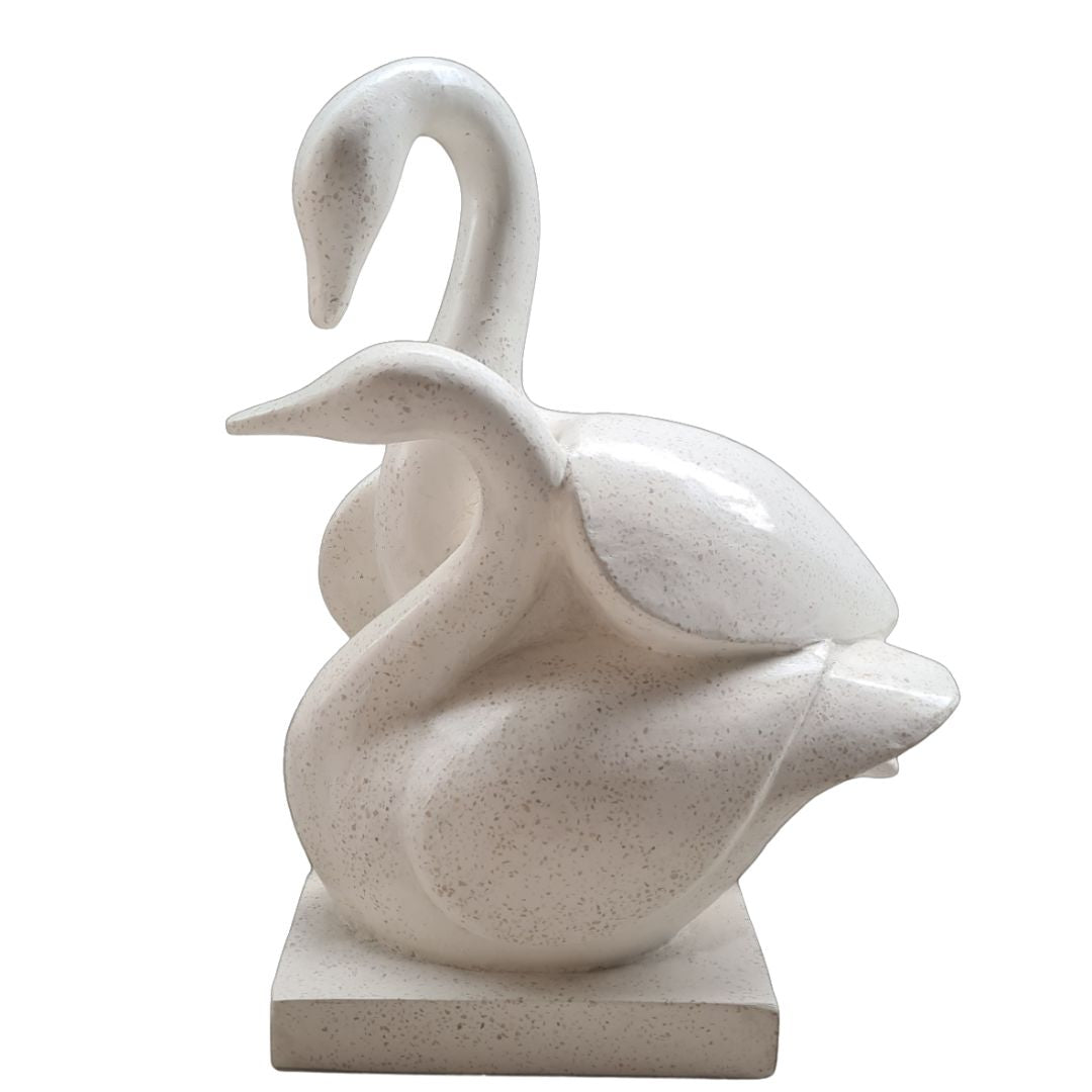 Statue Swan Terrazzo White 46x32x60