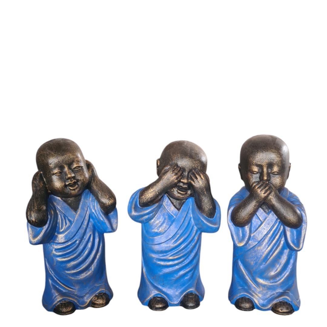 Statue Trio Shaolin Blue S/3 23x20x50