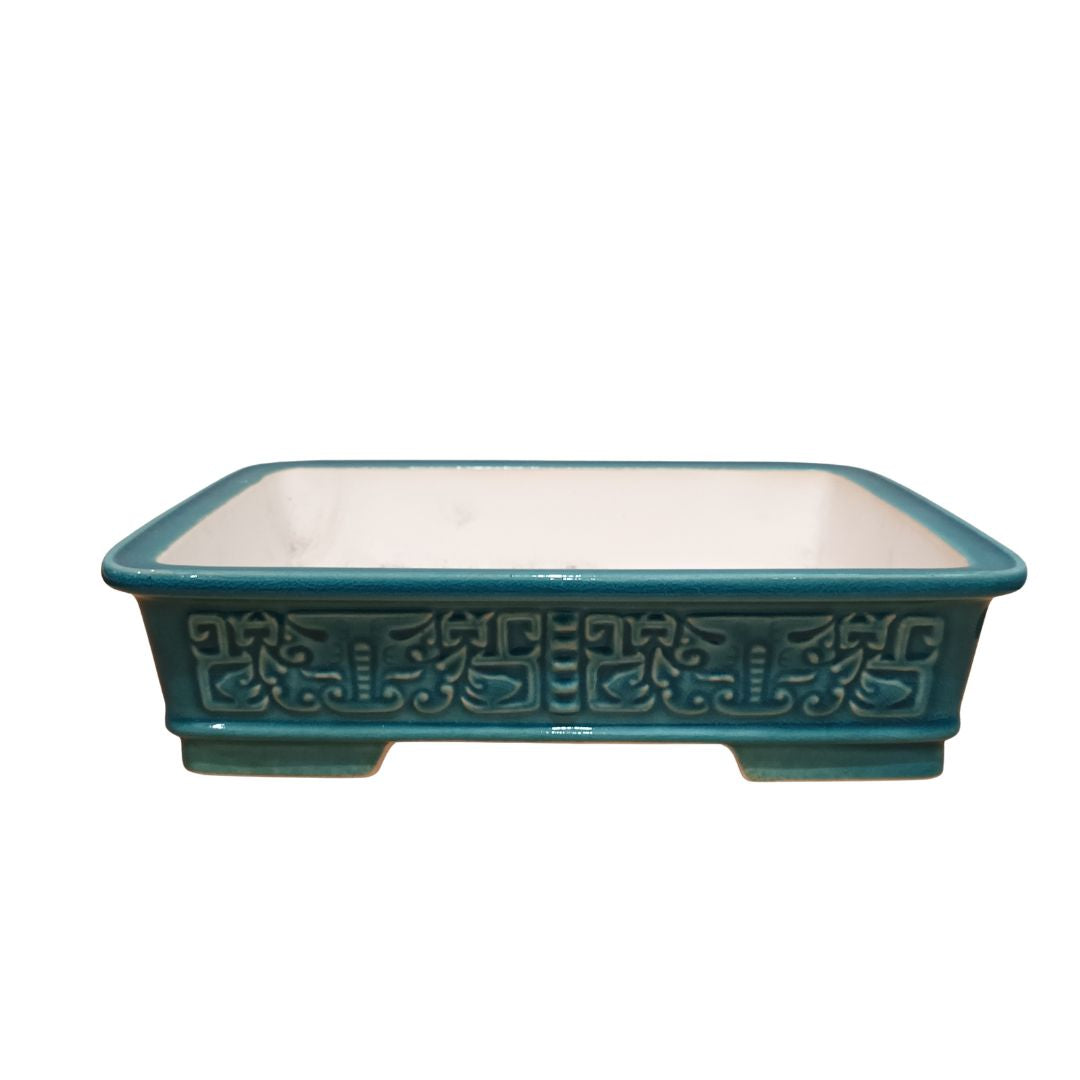 Bonsai Pot Green Japanese Writing