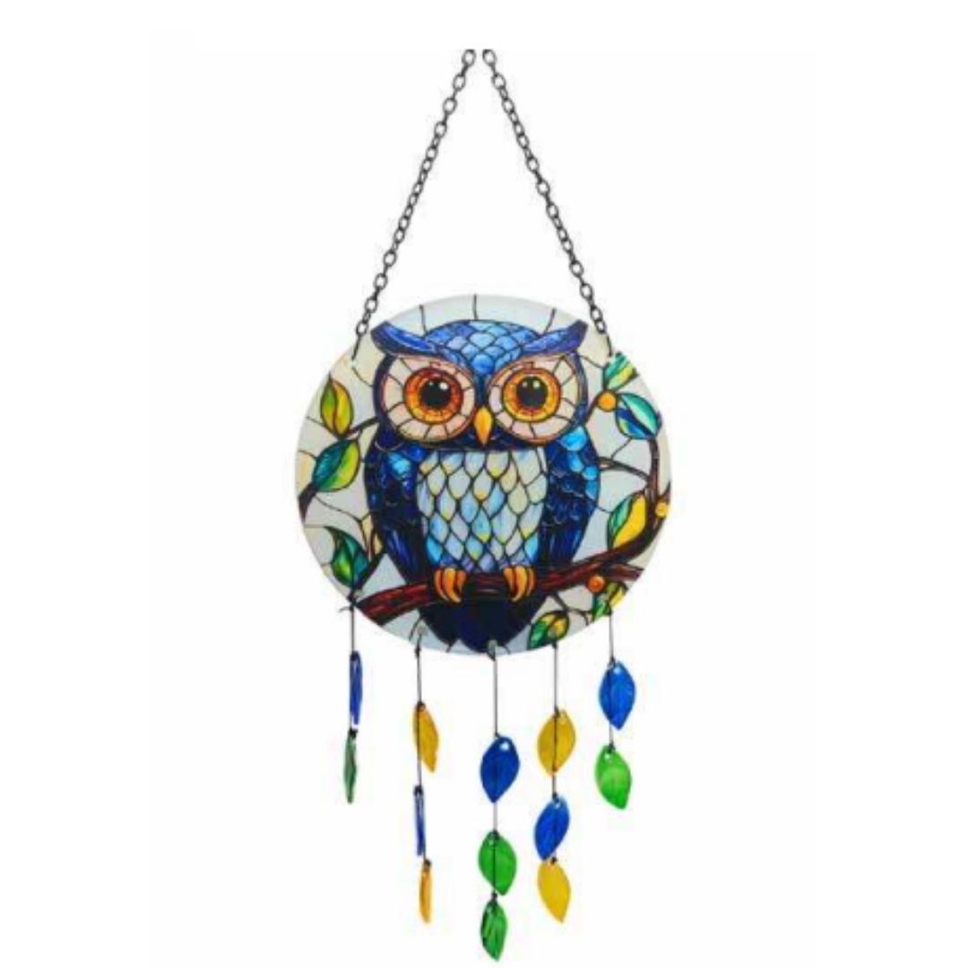 Owl Stained Glass Wind Chime