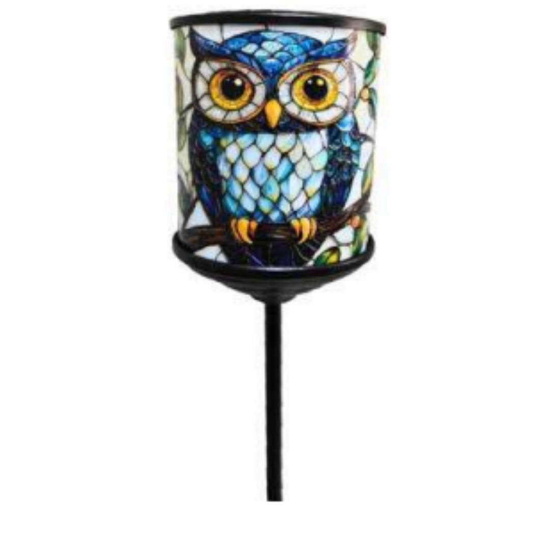 Owl Stained Glass Solar Garden Light