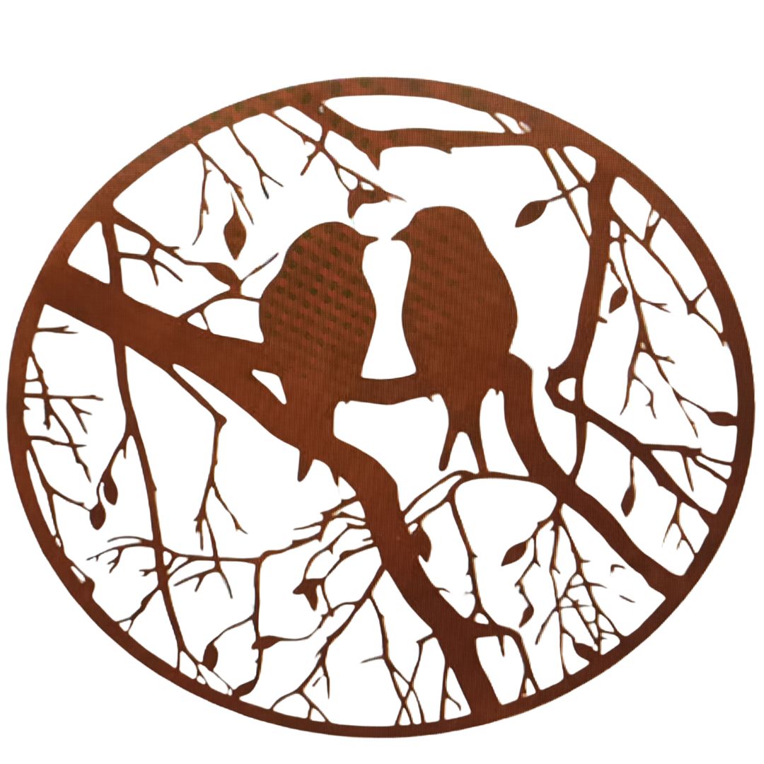 Terracotta Clayworks Two Birds In A Tree Metal Wall Art