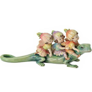 Terracotta Clayworks Flower Fairies Riding Lizard