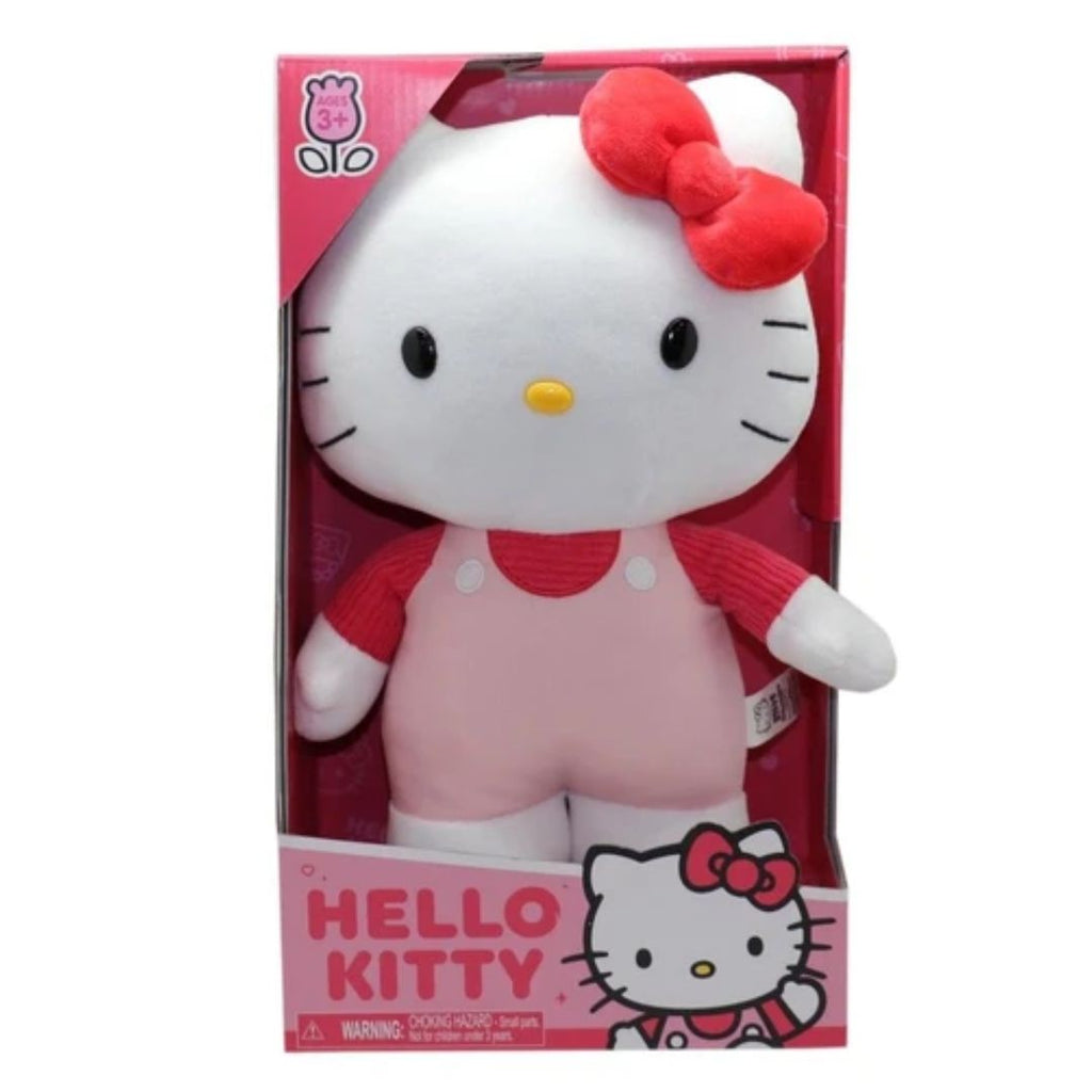 Hello Kitty White Pink Overalls Medium Plush 