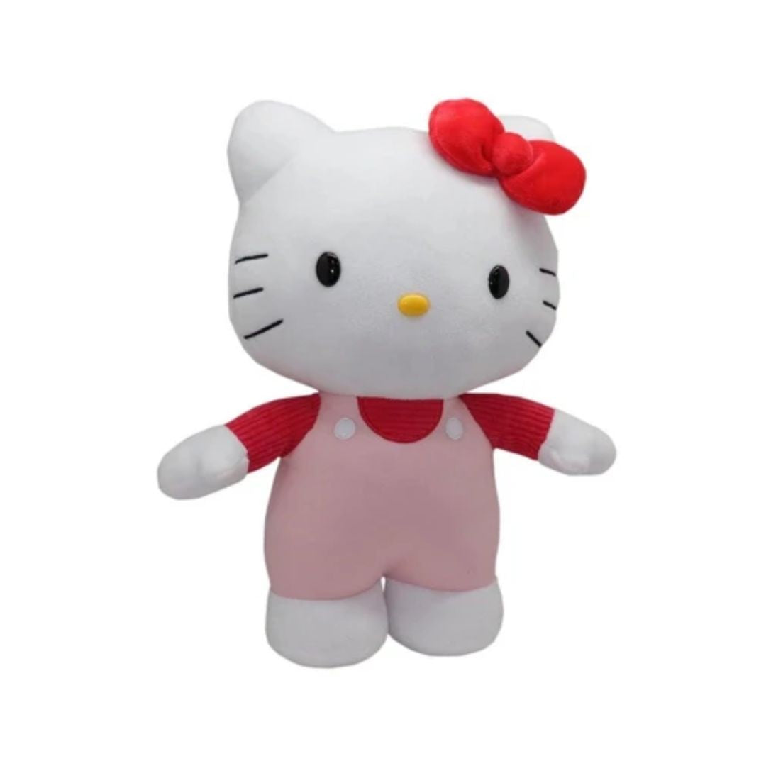 Hello Kitty White Pink Overalls Medium Plush 