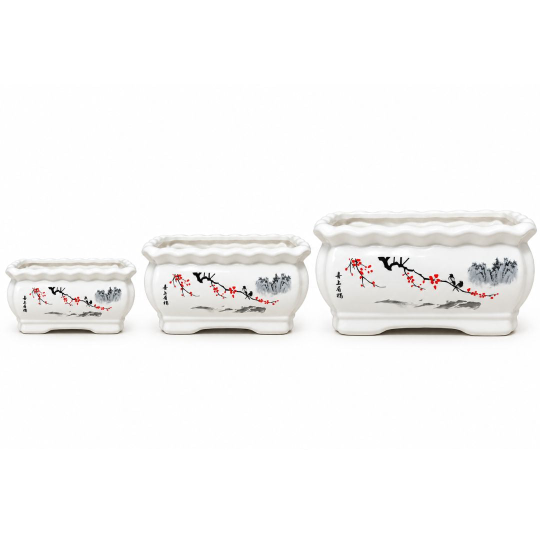 Oriental Bonsai Pot [sz:large Clr:white]