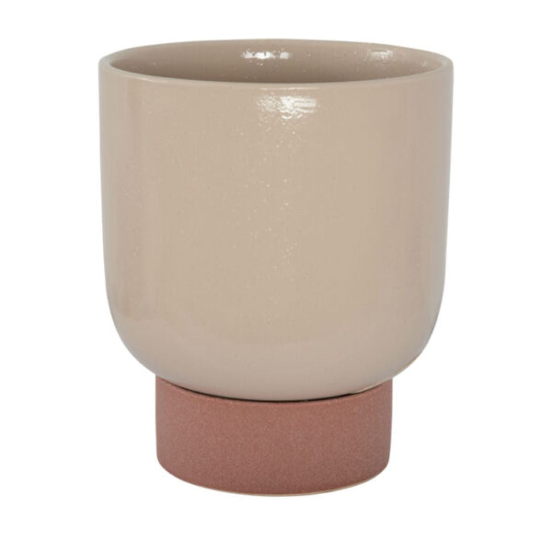 Penny Planter Pot With Stand Nude/rosewood 20x23.5cm