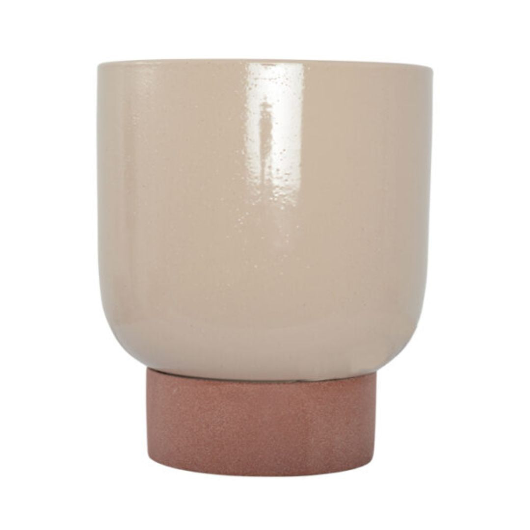 Penny Planter Pot With Stand Nude/rosewood 20x23.5cm