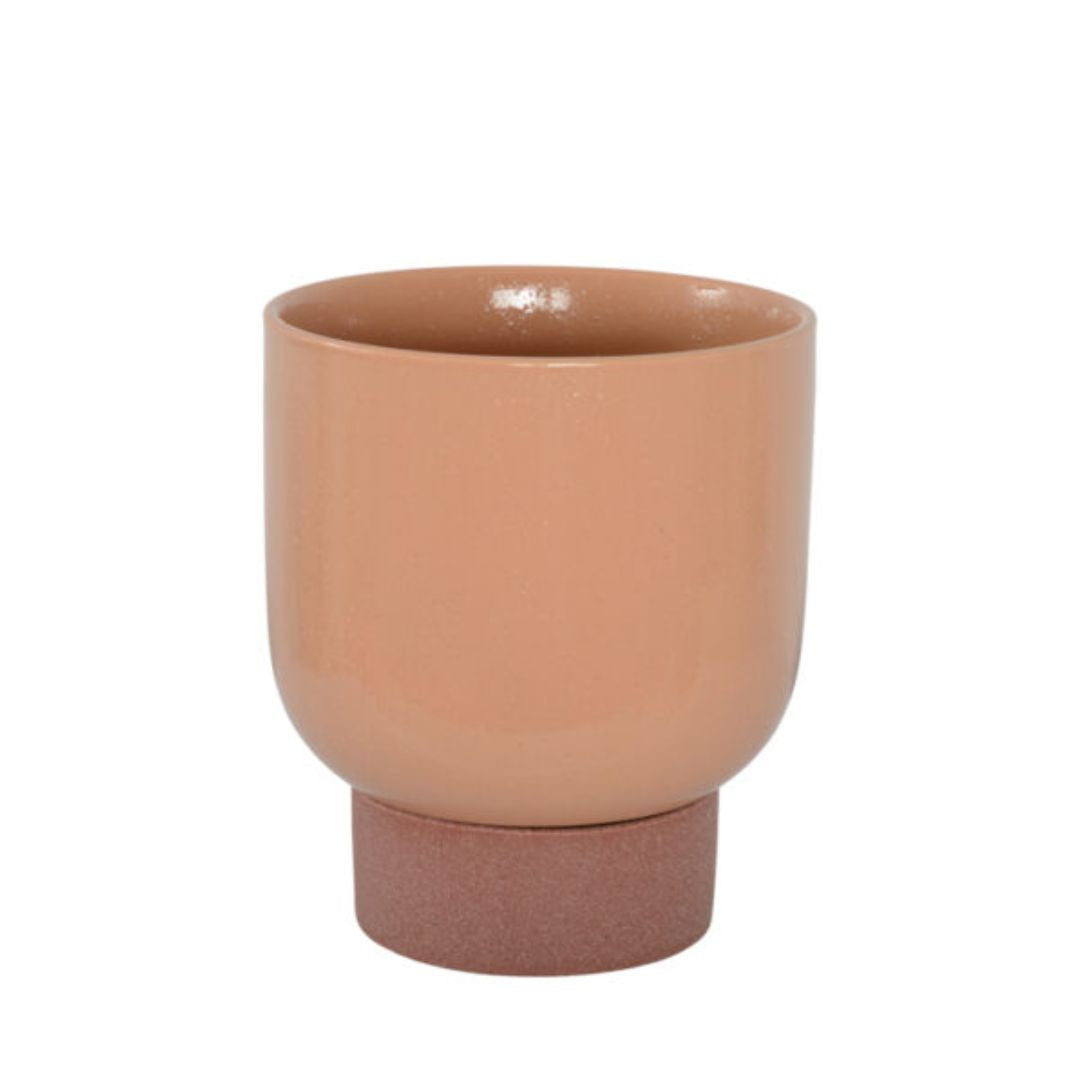 Penny Planter Pot With Stand Blush/rosewood 16x18.5cm