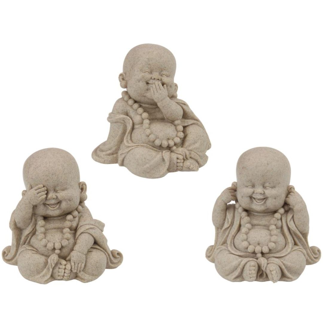 Wise Buddha In Natural Finish 13cm