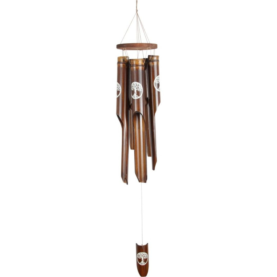 5 Tube Bamboo Wind Chime W/tree Design