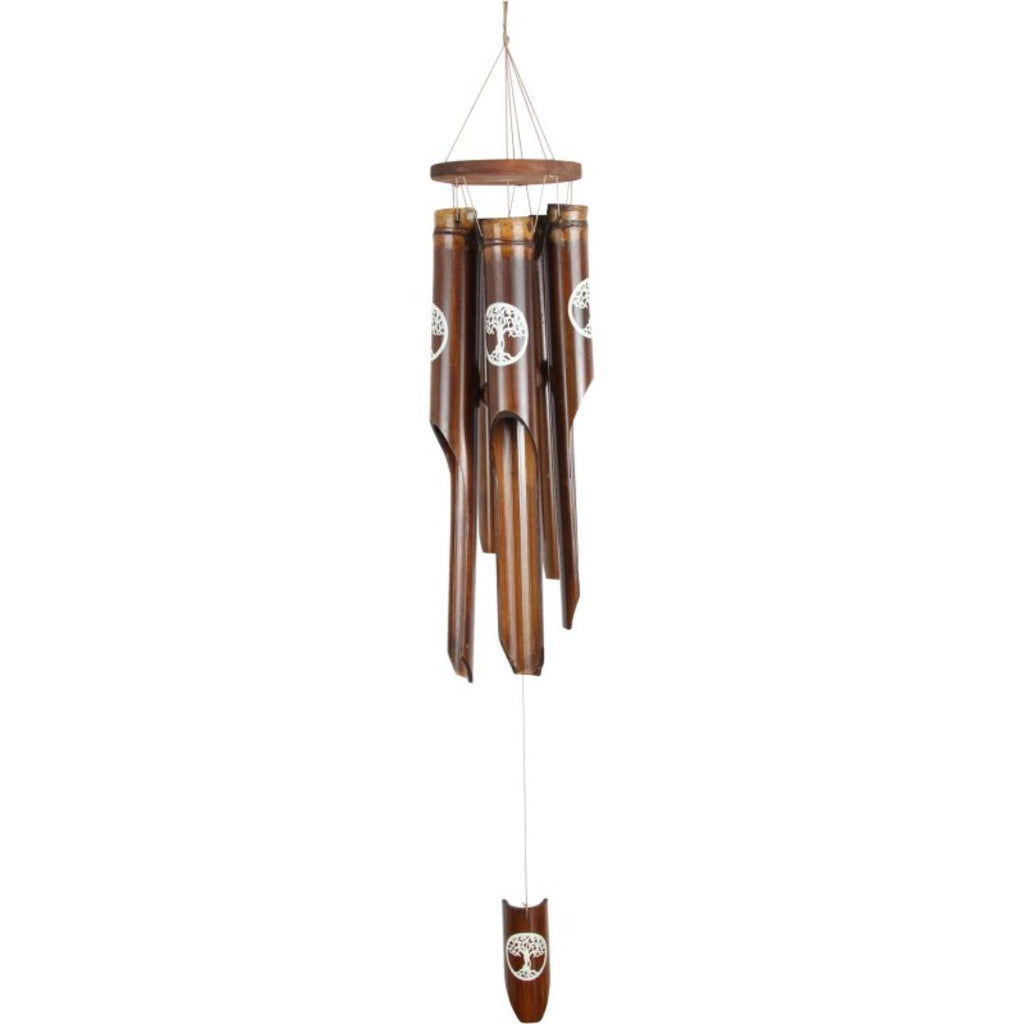 5 Tube Bamboo Wind Chime W/tree Design