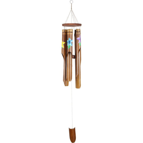 5 Tube Bamboo Wind Chime W/floral Decal