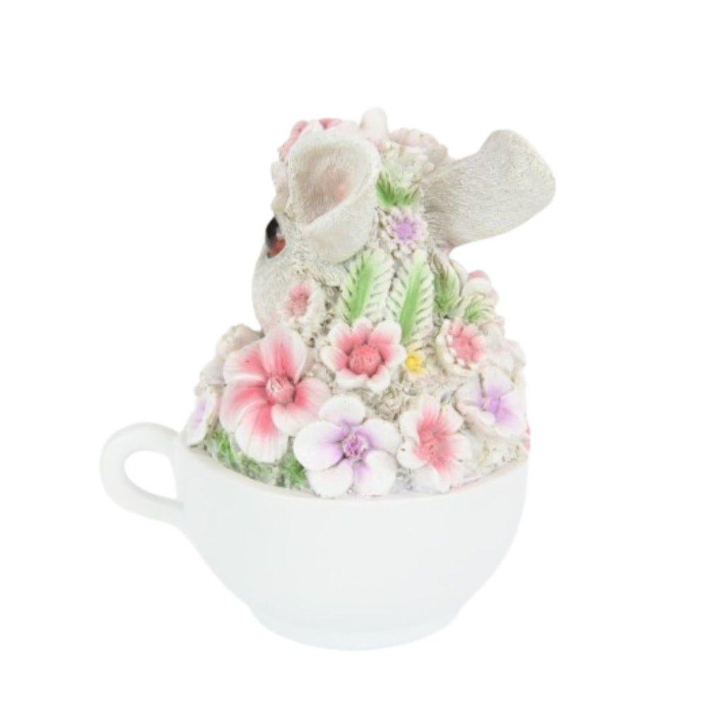 Cute Floral Rabbit In Teacup 15cm
