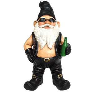 Gnome Biker In Black 42cm