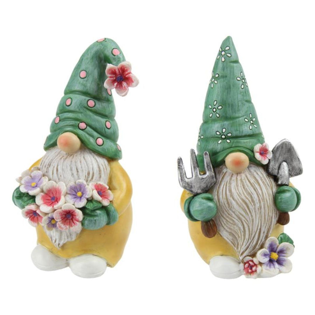 Garden Gnome With Tools & Flowers 15cm