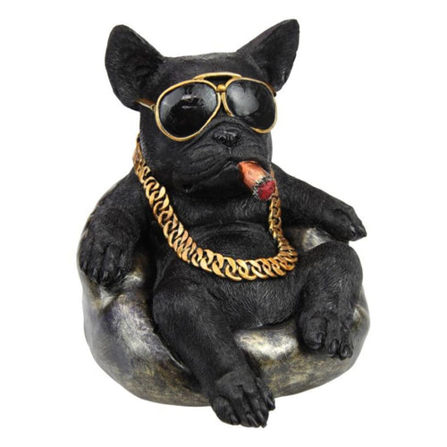 20cm Sitting Gangster Dog W/gold Chain