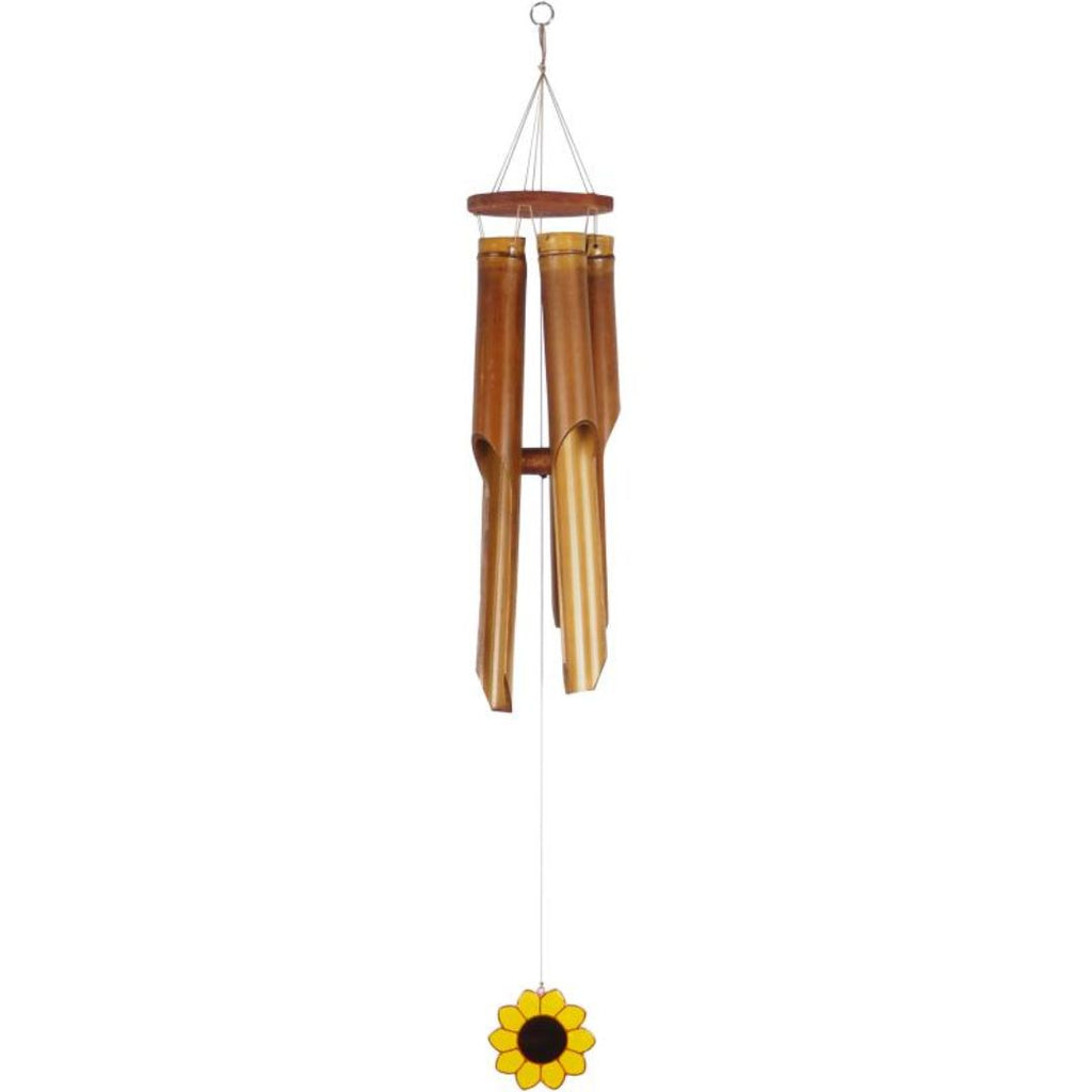 5 Tube Bamboo Chime W/epoxy Sunflower