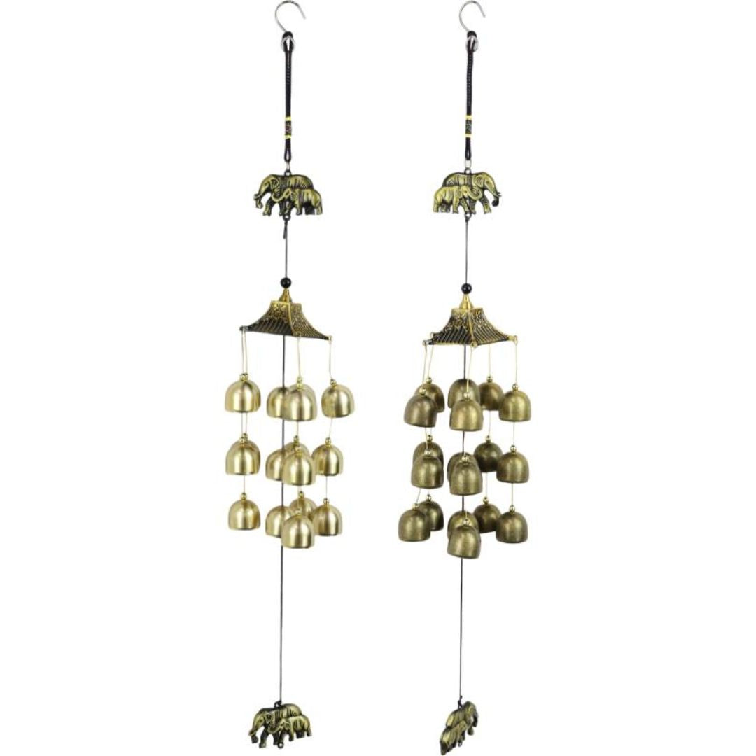 65cm Elephant With Bell Wind Chime 2 Asstd