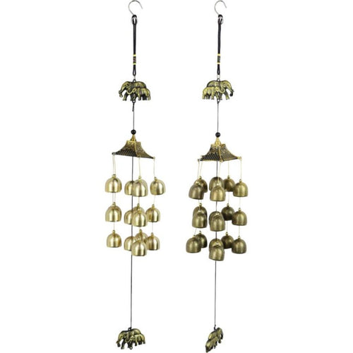 65cm Elephant With Bell Wind Chime 2 Asstd