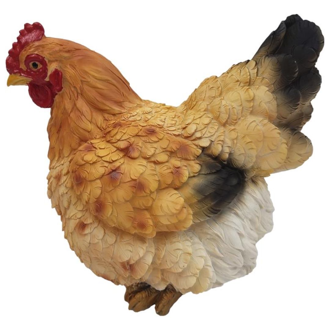 Sitting Brown Chicken 25cm