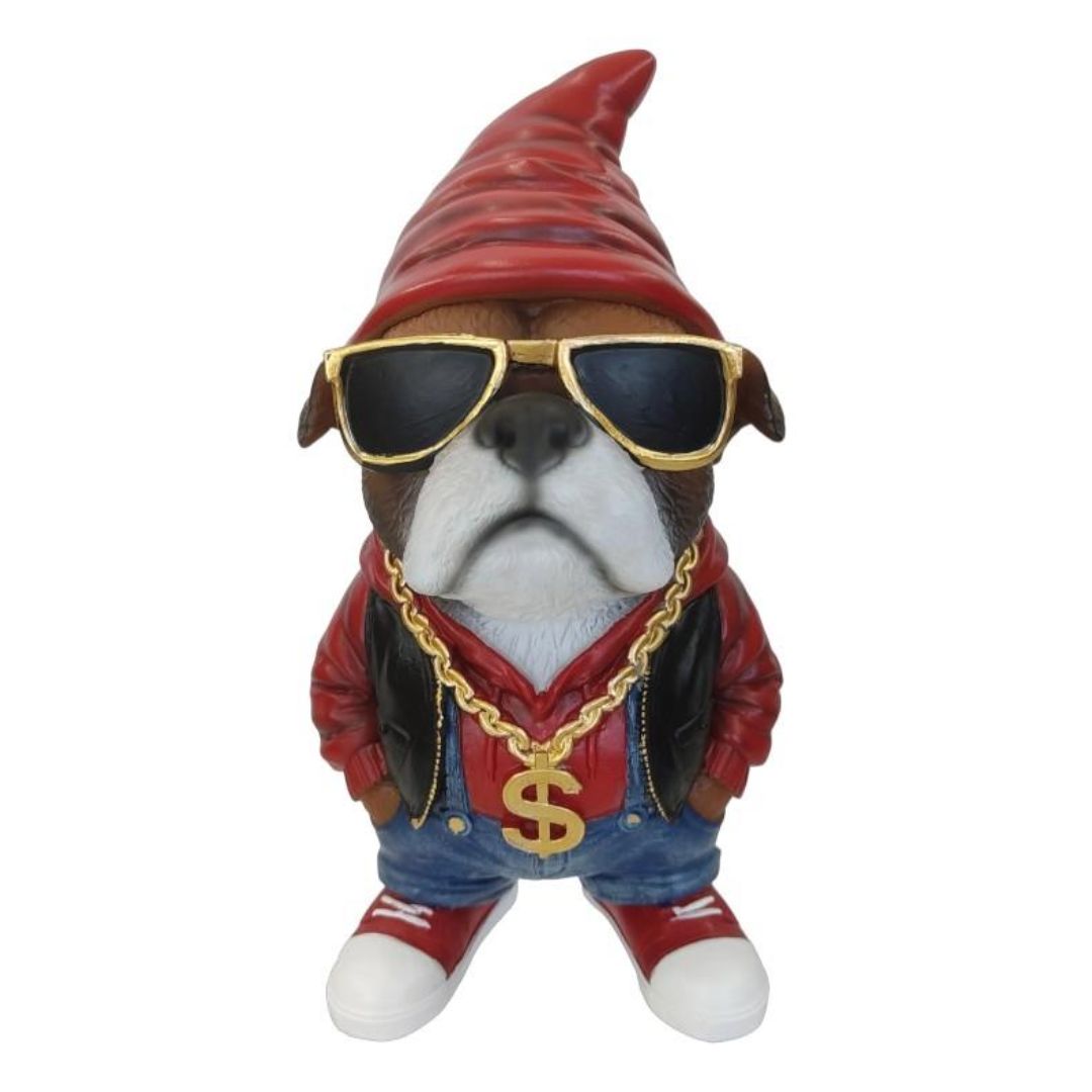 29cm Standing Dog With Gangster Gnome
