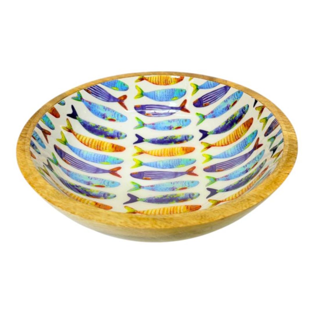 Mango Wood Fish Bowl 25x25x7cm