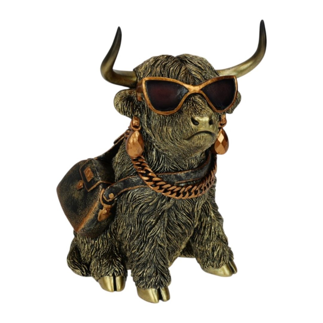28cm Fashionable Highland Cow With Bag