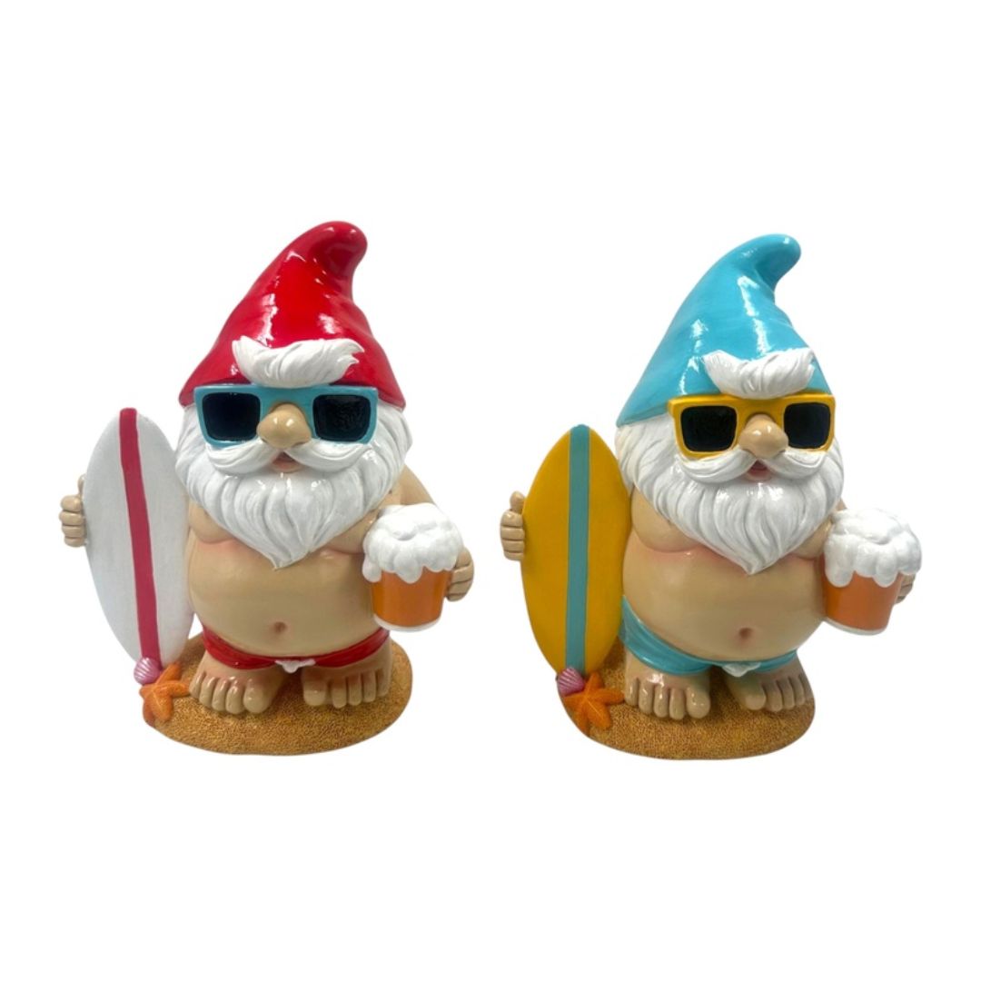 Beach Gnome With Surf Board 26cm
