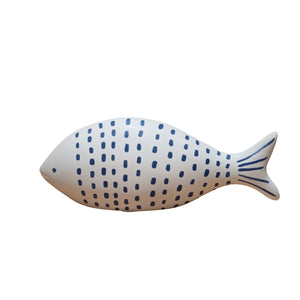 Frank Fish Sculpture 23.5x9cm White/navy