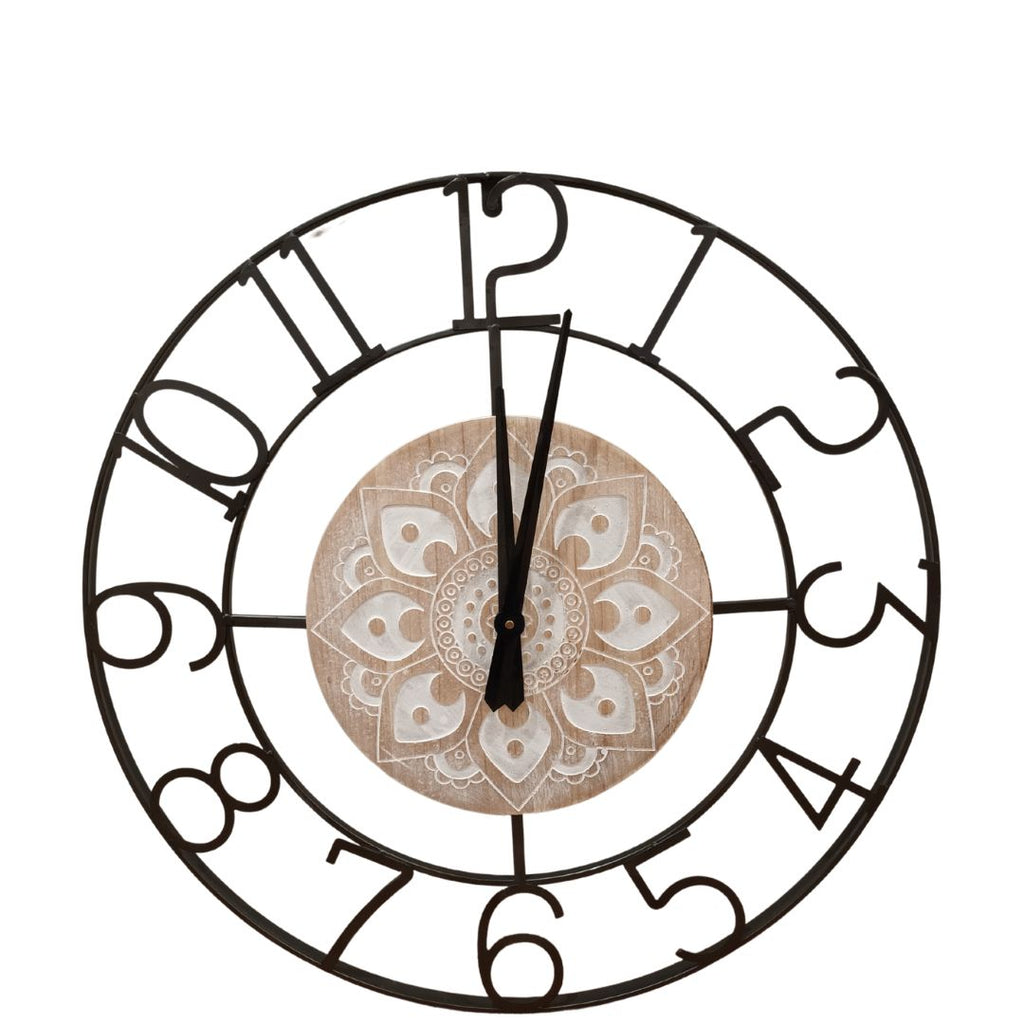 Metal And Wooden Clock 71cm