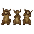 Clay Highland Cow See/speak/hear No Evil 10x9x15.5
