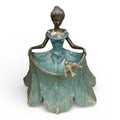 Resin Girl In Leaf Skirt W/bird 34.2x27.4x33.5cm